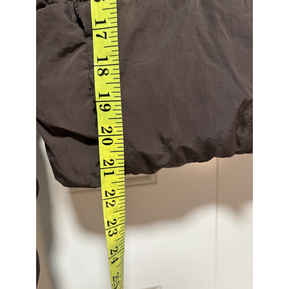 Brown Cropped Puffer Jacket with Hood, Size S - Picture 5 of 6